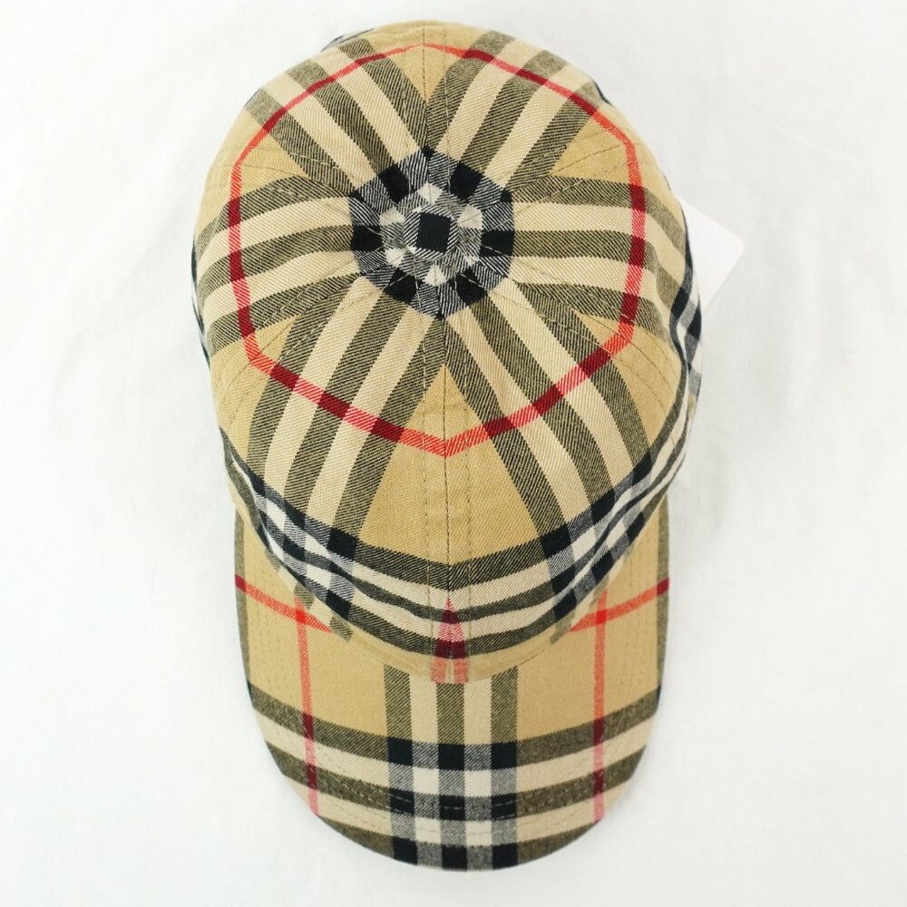 NWT Burberry Check Cotton Baseball Cap In Archive Beige - Unisex Size Small - Picture 8 of 10
